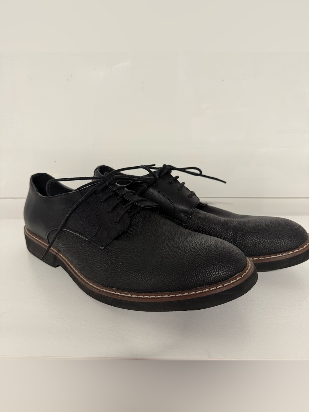 Alfani Black Men’s Leather Derby Shoes with Brown Welt